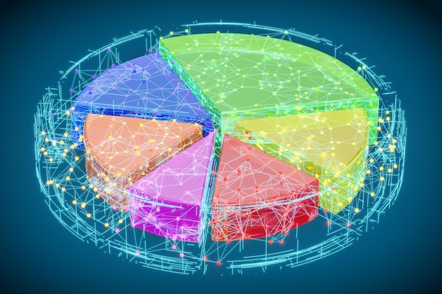 A visual representation of an ETF holding various stocks from different sectors, shown as slices of a pie chart, with labels for each sector like Technology, Healthcare, Finance, and Energy.