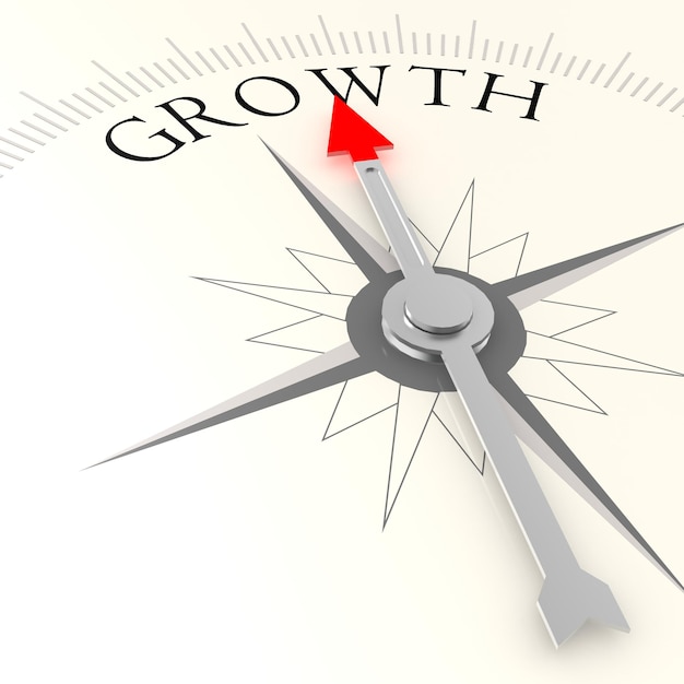A compass pointing towards 