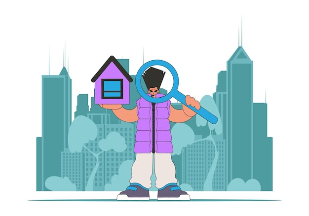 A stylized illustration showing a person holding a magnifying glass over a real estate portfolio, signifying due diligence in REIT investing.