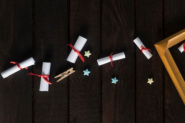 A student is excitedly opening an acceptance letter with a scholarship offer. The scene is filled with confetti and celebratory items, highlighting the joy of receiving financial aid.