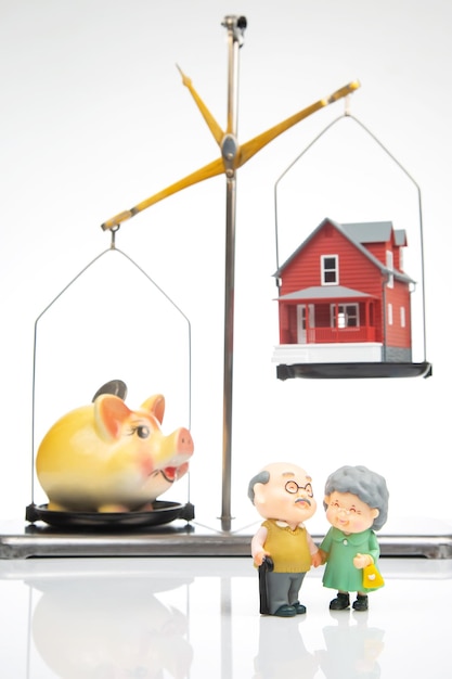 A digital illustration showing different asset classes (stocks, bonds, real estate, commodities) balancing on a see-saw, with inflation pushing down on one side.