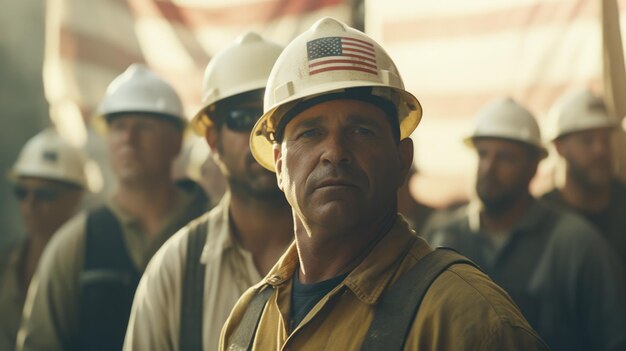 A US veteran working on a construction site, wearing a hard hat and safety gear. The image emphasizes their contribution to a skilled trade and their successful transition into a new career.